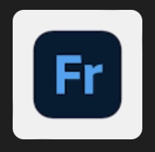 adobe fresco icon, blue letters F and r